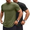 COOFANDY Mens T Shirts Casual Short Sleeve Cotton Tee Shirts Hipster Hip Hop Longline T-Shirt Basic Summer Tops(Two Pack- Black + Army Green)