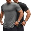 COOFANDY Mens T Shirts Casual Short Sleeve Cotton Tee Shirts Hipster Hip Hop Longline T-Shirt Basic Summer Tops(Two Pack- Black + Grey)