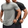 COOFANDY Mens T Shirts Casual Short Sleeve Cotton Tee Shirts Hipster Hip Hop Longline T-Shirt Basic Summer Tops(Two Pack- Black + Light Grey)