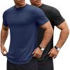 COOFANDY Mens T Shirts Casual Short Sleeve Cotton Tee Shirts Hipster Hip Hop Longline T-Shirt Basic Summer Tops(Two Pack- Black + Navy Blue)