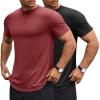 COOFANDY Mens T Shirts Casual Short Sleeve Cotton Tee Shirts Hipster Hip Hop Longline T-Shirt Basic Summer Tops(Two Pack- Black + Wine Red)
