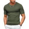 COOFANDY Men’s T- Shirts Casual Short Sleeve Crewneck Shirts Solid Textured Knit Pullover Tees(Army Green)