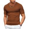 COOFANDY Men’s T- Shirts Casual Short Sleeve Crewneck Shirts Solid Textured Knit Pullover Tees(Caramel)
