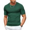 COOFANDY Men’s T- Shirts Casual Short Sleeve Crewneck Shirts Solid Textured Knit Pullover Tees(Green)