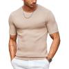 COOFANDY Men’s T- Shirts Casual Short Sleeve Crewneck Shirts Solid Textured Knit Pullover Tees(Khaki)