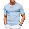 COOFANDY Men’s T- Shirts Casual Short Sleeve Crewneck Shirts Solid Textured Knit Pullover Tees(Light Blue)