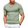 COOFANDY Men’s T- Shirts Casual Short Sleeve Crewneck Shirts Solid Textured Knit Pullover Tees(Light Green)