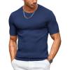 COOFANDY Men’s T- Shirts Casual Short Sleeve Crewneck Shirts Solid Textured Knit Pullover Tees(Navy Blue)