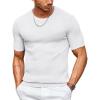 COOFANDY Men’s T- Shirts Casual Short Sleeve Crewneck Shirts Solid Textured Knit Pullover Tees(White)