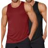 COOFANDY Mens Tank Top UPF 50+ Quick Dry Sleeveless Shirts Summer Workout Muscle T Shirt Cool Swim Beach Top(Black/ Wine Red)