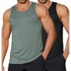 COOFANDY Mens Tank Top UPF 50+ Quick Dry Sleeveless Shirts Summer Workout Muscle T Shirt Cool Swim Beach Top(Black/Dark Army Green)