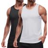 COOFANDY Mens Tank Top UPF 50+ Quick Dry Sleeveless Shirts Summer Workout Muscle T Shirt Cool Swim Beach Top(Black/White)