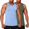 COOFANDY Mens Tank Top UPF 50+ Quick Dry Sleeveless Shirts Summer Workout Muscle T Shirt Cool Swim Beach Top(Light Blue/Army Green)