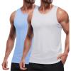 COOFANDY Mens Tank Top UPF 50+ Quick Dry Sleeveless Shirts Summer Workout Muscle T Shirt Cool Swim Beach Top(White/Light Blue)