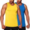 COOFANDY Mens Tank Top UPF 50+ Quick Dry Sleeveless Shirts Summer Workout Muscle T Shirt Cool Swim Beach Top(Yellow/Blue)