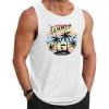 COOFANDY Mens Tank Tops Beach Summer Sleeveless Graphic T Shirts Palm Tree Vacation Quick Dry Muscle Tank(White-summer Coconut)