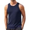 COOFANDY Mens Tank Tops Summer Beach Sleeveless Muscle Shirts Casual Knit Tanks Workout Gym Tee(Navy Blue)
