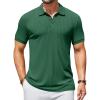 COOFANDY Men’s Textured Polo Shirts Short Sleeve Slim Fit Casual Button Polo T-Shirt Summer Collared Golf Shirt(Green)