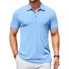 COOFANDY Men’s Textured Polo Shirts Short Sleeve Slim Fit Casual Button Polo T-Shirt Summer Collared Golf Shirt(Light Blue)