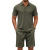 COOFANDY Men’s Track Suits 2 Piece Set Quarter Zip Polo Shirt and Shorts Set Summer Casual Outfits(Army Green)