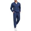 COOFANDY Men’s Tracksuit 1/4 zip Jogging Suit Sets with Pocket Causal Sports Outfits Navy Blue L