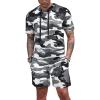 COOFANDY Men’s Tracksuit 2 Piece Hooded Athletic Sweatsuit Short Sleeve Casual Sports Hoodie Shorts Set(Camouflage)
