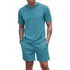 COOFANDY Men’s Tracksuit 2 Piece Hooded Athletic Sweatsuit Short Sleeve Casual Sports Hoodie Shorts Set(Dark Peacock Blue)