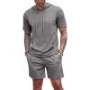 COOFANDY Men’s Tracksuit 2 Piece Hooded Athletic Sweatsuit Short Sleeve Casual Sports Hoodie Shorts Set(Light Grey)