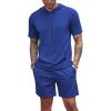 COOFANDY Men’s Tracksuit 2 Piece Hooded Athletic Sweatsuit Short Sleeve Casual Sports Hoodie Shorts Set(Royal Blue)