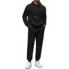 COOFANDY Men’s Tracksuit 2 Piece Hoodie Sweatsuit Sets Casual Athletic Jogging Suits Waffle Plaid Jacquard Outfits(Black)