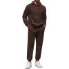 COOFANDY Men’s Tracksuit 2 Piece Hoodie Sweatsuit Sets Casual Athletic Jogging Suits Waffle Plaid Jacquard Outfits(Brown)