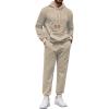 COOFANDY Men’s Tracksuit 2 Piece Hoodie Sweatsuit Sets Casual Athletic Jogging Suits Waffle Plaid Jacquard Outfits(Khaki)