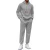 COOFANDY Men’s Tracksuit 2 Piece Hoodie Sweatsuit Sets Casual Athletic Jogging Suits Waffle Plaid Jacquard Outfits(Light Grey)