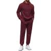 COOFANDY Men’s Tracksuit 2 Piece Hoodie Sweatsuit Sets Casual Athletic Jogging Suits Waffle Plaid Jacquard Outfits(Wine Red)