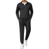 COOFANDY Men’s Tracksuit 2 Piece Quarter Zip Polo Athletic Sweatsuits Casual Running Jogging Sport Suit Sets(All Black)