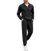 COOFANDY Men’s Tracksuit 2 Piece Quarter Zip Polo Athletic Sweatsuits Casual Running Jogging Sport Suit Sets(Black)