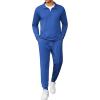 COOFANDY Men’s Tracksuit 2 Piece Quarter Zip Polo Athletic Sweatsuits Casual Running Jogging Sport Suit Sets(Blue)