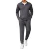 COOFANDY Men’s Tracksuit 2 Piece Quarter Zip Polo Athletic Sweatsuits Casual Running Jogging Sport Suit Sets(Dark Gray)