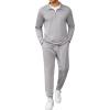 COOFANDY Men’s Tracksuit 2 Piece Quarter Zip Polo Athletic Sweatsuits Casual Running Jogging Sport Suit Sets(Grey)