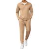 COOFANDY Men’s Tracksuit 2 Piece Quarter Zip Polo Athletic Sweatsuits Casual Running Jogging Sport Suit Sets(Khaki)