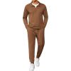 COOFANDY Men’s Tracksuit 2 Piece Quarter Zip Polo Athletic Sweatsuits Casual Running Jogging Sport Suit Sets(Light Brown)