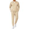 COOFANDY Men’s Tracksuit 2 Piece Quarter Zip Polo Athletic Sweatsuits Casual Running Jogging Sport Suit Sets(Light Khaki)