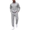 COOFANDY Men’s Tracksuit 2 Piece Quarter Zip Sweatsuit Workout Plaid Jacquard Jogging Suit Set(Light Grey)