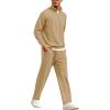 COOFANDY Men’s Tracksuit 2 Piece Relaxed Fit Half-zip Sweatsuits Athletic Running Jogging Suit Sets(Khaki)