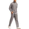 COOFANDY Men’s Tracksuit 2 Piece Relaxed Fit Half-zip Sweatsuits Athletic Running Jogging Suit Sets(Light Grey)