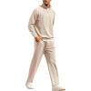 COOFANDY Men’s Tracksuit 2 Piece Relaxed Fit Half-zip Sweatsuits Athletic Running Jogging Suit Sets(Light Khaki)