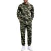 COOFANDY Men’s Tracksuits 2 Pieces Waffle Hoodies Sweatsuit Sets Sports Jogging Suit Set(Army Green Camo)
