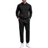 COOFANDY Men’s Tracksuits 2 Pieces Waffle Hoodies Sweatsuit Sets Sports Jogging Suit Set(Black)