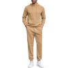 COOFANDY Men’s Tracksuits 2 Pieces Waffle Hoodies Sweatsuit Sets Sports Jogging Suit Set(Khaki)
