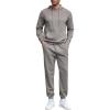 COOFANDY Men’s Tracksuits 2 Pieces Waffle Hoodies Sweatsuit Sets Sports Jogging Suit Set(Light Grey)